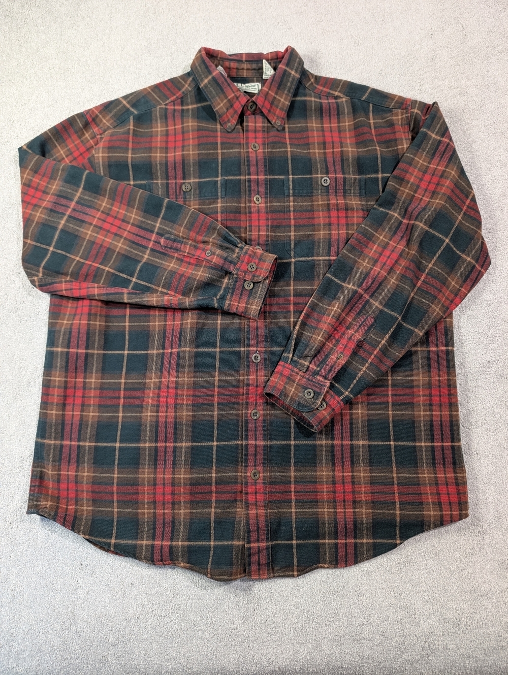 Vtg L.L. Bean Red Plaid Chamois Cloth Flannel Shirt | Heavyweight Cotton Men XLT